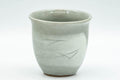 Tezumi — Japanese Teacup - Grey and White Hakeme Guinomi - 65ml — tipped to show the interior