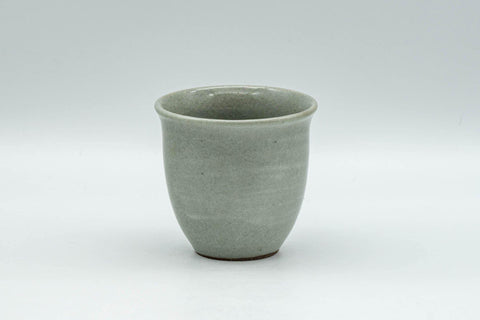 Tezumi — Japanese Teacup - Grey and White Hakeme Guinomi - 65ml — front view from another angle