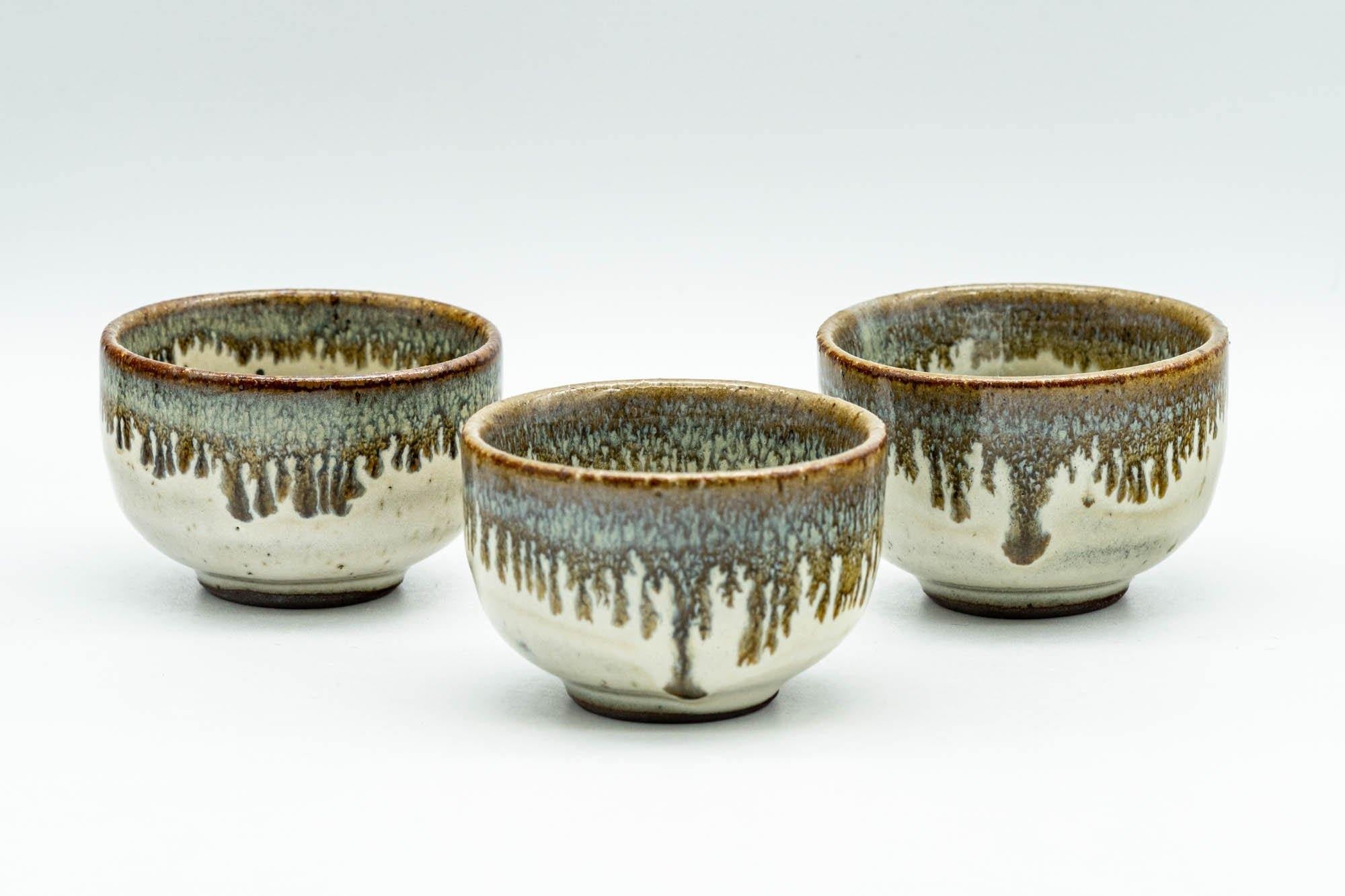 Japanese Teacups - Set of 3 Drip-Glazed Guinomi - 35ml - Tezumi