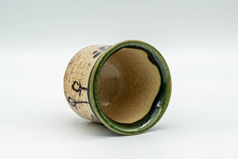 Japanese Teacup - Floral Green Oribe-yaki Guinomi - 60ml - Tezumi