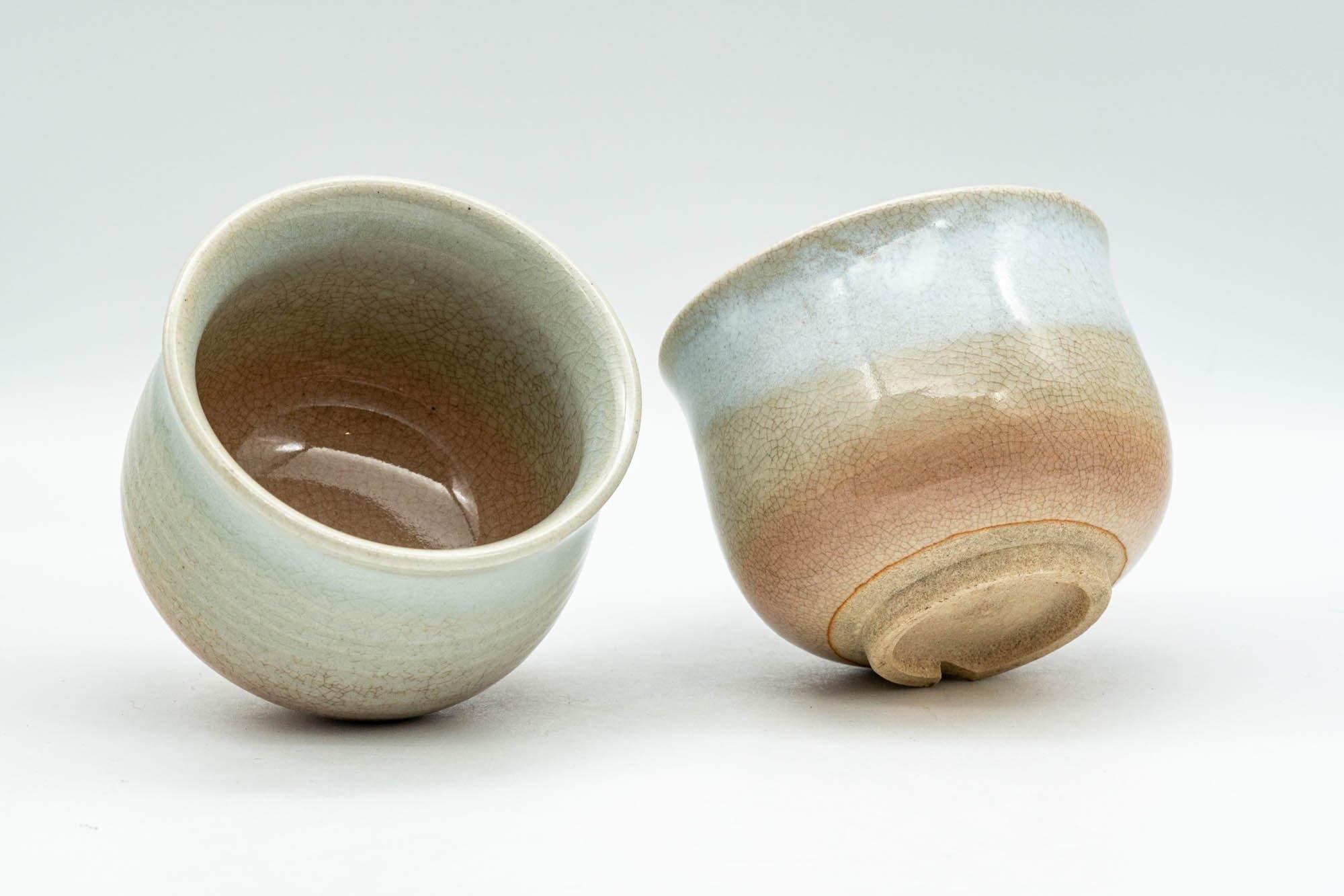 Japanese Teacups - Pair of 天鵬山 Tsubaki Kiln Hagi-yaki Yunomi - 130ml - Tezumi