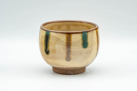 Tezumi — Japanese Teacup - Brown and Blue Striped Drip-Glazed Yunomi - 190ml — front view from another angle