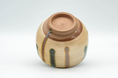 Tezumi — Japanese Teacup - Brown and Blue Striped Drip-Glazed Yunomi - 190ml — top-down view of the interior