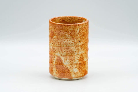 Tezumi — Japanese Teacup - Orange Shino Glazed Tsutsu-gata Yunomi - 130ml — front view
