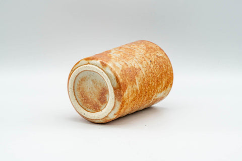Tezumi — Japanese Teacup - Orange Shino Glazed Tsutsu-gata Yunomi - 130ml — top-down view of the interior