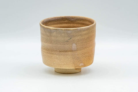 Tezumi — Japanese Teacup - Beige Kanji Hagi-yaki Yunomi - 140ml — front view from another angle