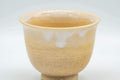 Tezumi — Japanese Teacup - Beige White Drip-Glazed Hagi-yaki Yunomi  - 90ml — tipped to show the interior
