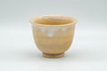 Tezumi — Japanese Teacup - Beige White Drip-Glazed Hagi-yaki Yunomi  - 90ml — front view