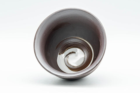 Tezumi — Japanese Teacups - Set of 3 White Spiral Banko-yaki Yunomi - 90ml — top-down view of the interior