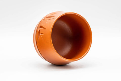 Japanese Teacups - Set of 4 Bamboo Engraved Tokoname-yaki Red Shudei Yunomi - 130ml - Tezumi