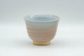 Tezumi — Japanese Teacup - Peach and Blue Interior Glazed Hagi-yaki Yunomi - 120ml — front view from another angle