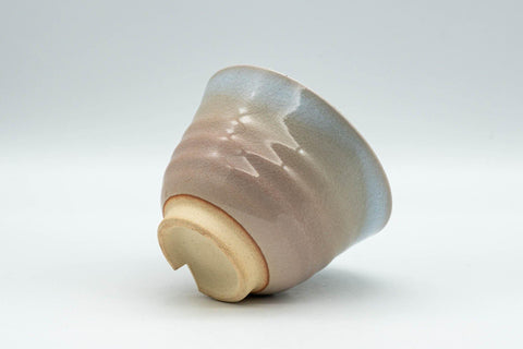 Tezumi — Japanese Teacup - Peach and Blue Interior Glazed Hagi-yaki Yunomi - 120ml — top-down view of the interior