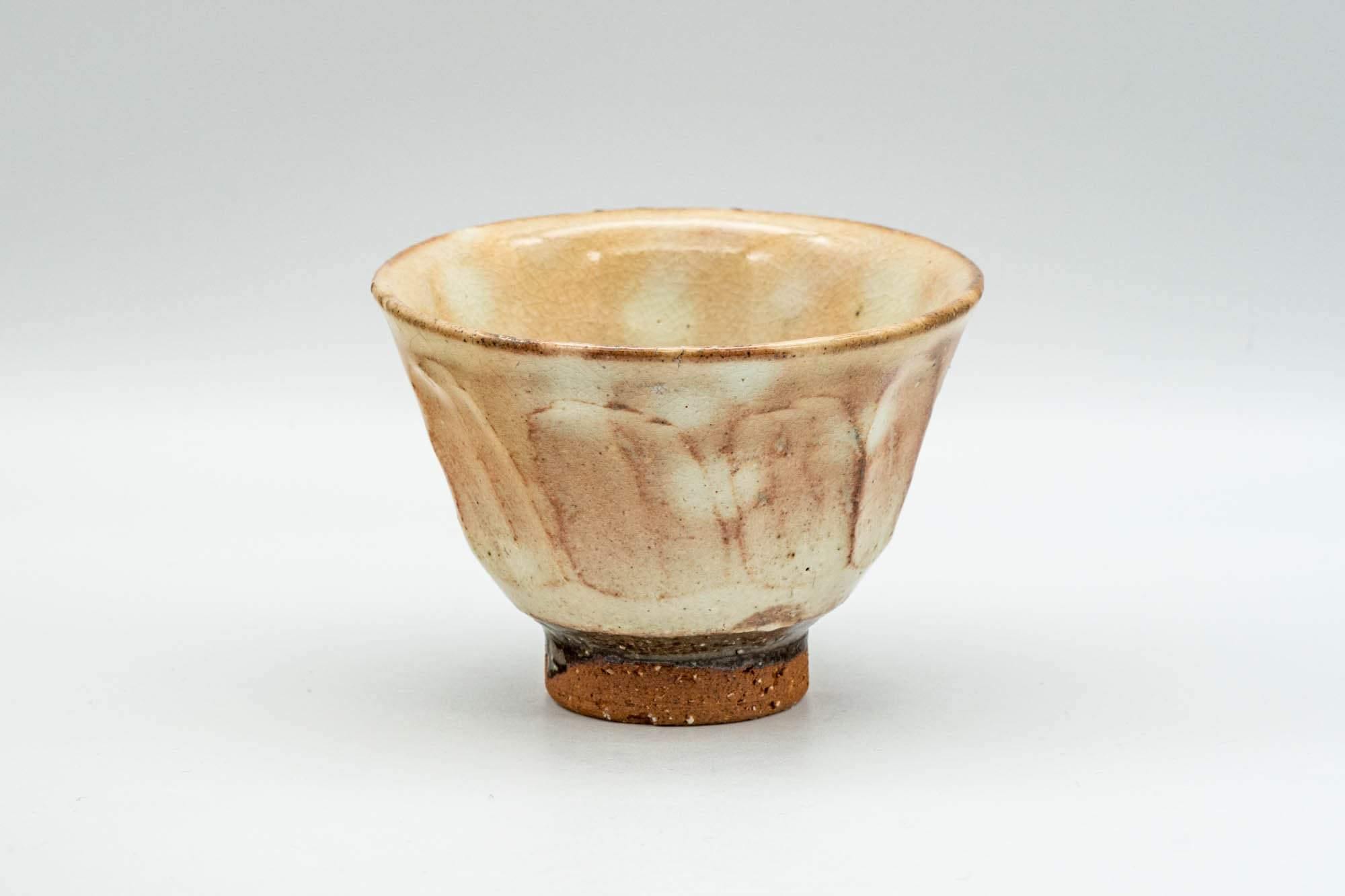 Japanese Teacups - Set of 3 Geometric Beige Glazed Hagi-yaki Yunomi - 110ml - Tezumi