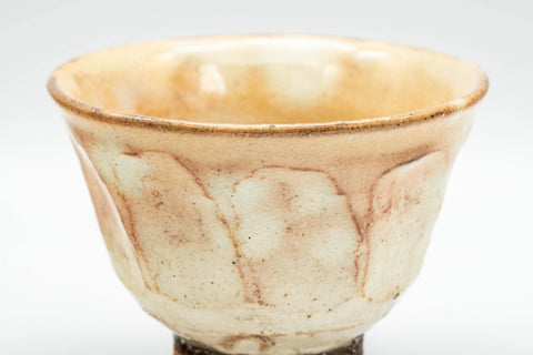 Japanese Teacups - Set of 3 Geometric Beige Glazed Hagi-yaki Yunomi - 110ml - Tezumi