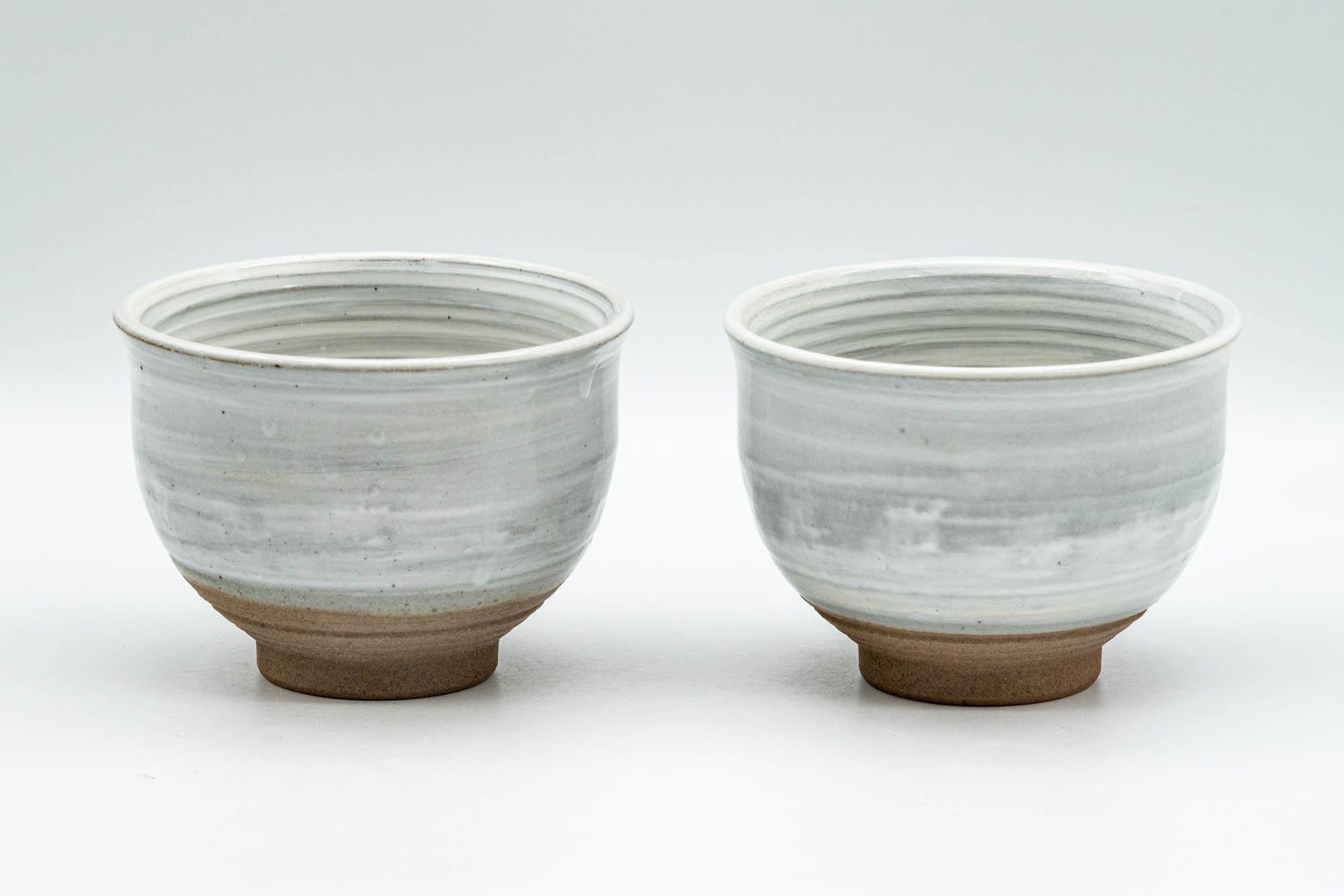 Japanese Teacups - Pair of Grey and White Glazed Spiral Yunomi - 180ml - Tezumi