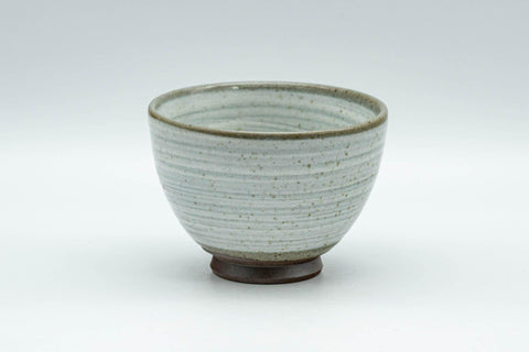 Tezumi — Japanese Teacup - Floral Grey Spiral Glazed Yunomi - 70ml — front view from another angle