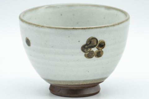 Tezumi — Japanese Teacup - Floral Grey Glazed Yunomi - 70ml — tipped to show the interior