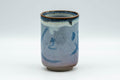 Tezumi — Japanese Teacup - Blue Kanji Hare's Fur Glazed Yunomi - 170ml — front view