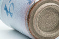 Tezumi — Japanese Teacup - Blue Kanji Hare's Fur Glazed Yunomi - 170ml — inverted showing the foot ring