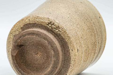 Tezumi — Japanese Teacup - Beige Textured Hagi-yaki Yunomi - 110ml — inverted showing the foot ring