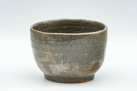 Tezumi — Japanese Teacup - Olive Green Grey Wabi-Sabi Yunomi - 75ml — tipped to show the interior