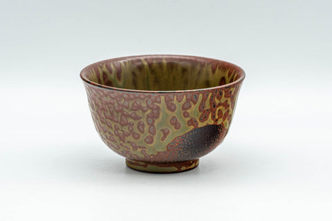 Japanese Teacup - Green Ash Glazed Tokoname-yaki Yunomi - 80ml - side view of the ash-glazed teacup