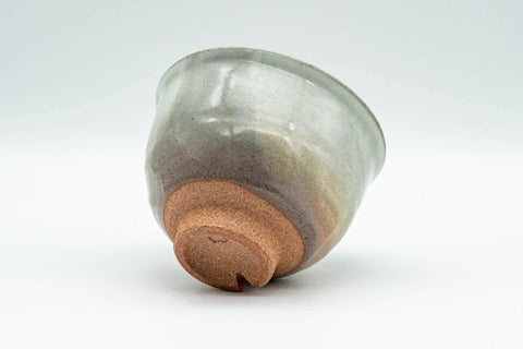 Tezumi — Japanese Teacup - Beige, Pink Gohonte, and White Drip-Glazed Hagi-yaki Yunomi - 180ml — top-down view of the interior