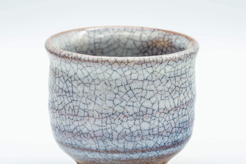 Tezumi — Japanese Teacup - White Glazed Hagi-yaki Guinomi - 60ml — tipped to show the interior