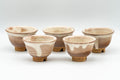 Japanese Teacups - Set of 5 Beige Drip-Glazed Guinomi - 35ml - Tezumi