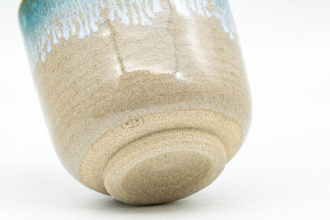 Japanese Teacups - Pair of Turquoise Drip-Glazed Agano-yaki Yunomi - 110ml - Tezumi