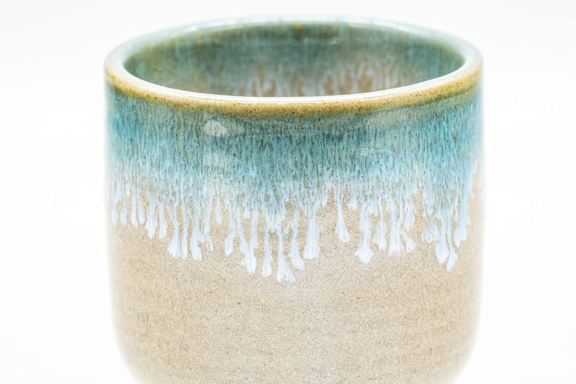Japanese Teacups - Pair of Turquoise Drip-Glazed Agano-yaki Yunomi - 110ml - Tezumi