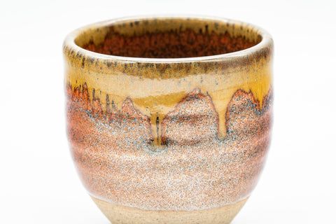 Tezumi — Japanese Teacups - Pair of Red Honey Drip-Glazed Yunomi - 90ml — top-down view of the interior
