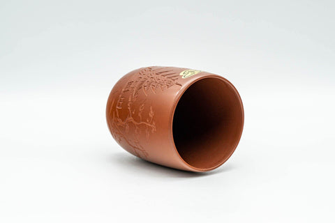 Tezumi — Japanese Teacup - Temple Engraved Tokoname-yaki Yunomi - 180ml — three-quarter view