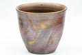 Tezumi — Japanese Teacup - Large Textured Bizen-yaki Yunomi - 230ml — tipped to show the interior