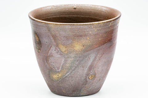 Tezumi — Japanese Teacup - Large Textured Bizen-yaki Yunomi - 230ml — tipped to show the interior