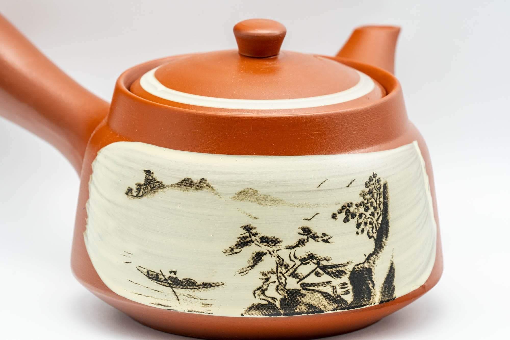 Japanese Tea Set - Countryside Scenery Tokoname-yaki Debeso Kyusu Teapot with 5 Yunomi Teacups - Tezumi