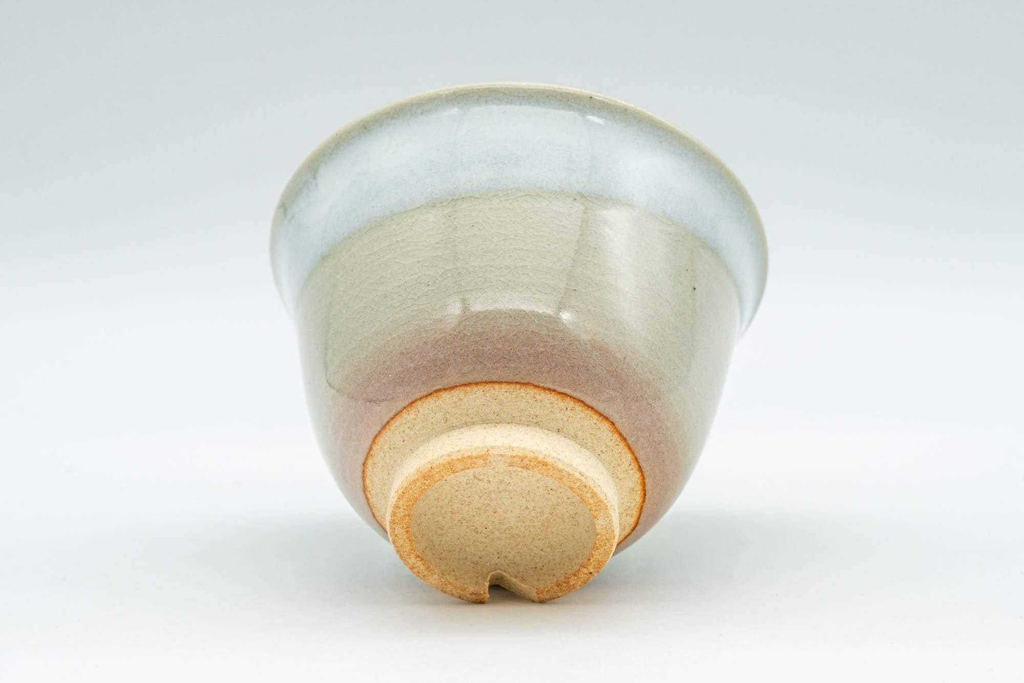 Japanese Teacup Set - 椿窯, 天鵬山 Tsubaki Kiln - 5 Beige and White Glazed Hagi-yaki Yunomi in Wooden Box - 75ml - Tezumi