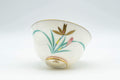 Tezumi — Japanese Teacup Set - 5 White Gold Floral Porcelain Yunomi in Wooden Box - 140ml — top-down view of the interior