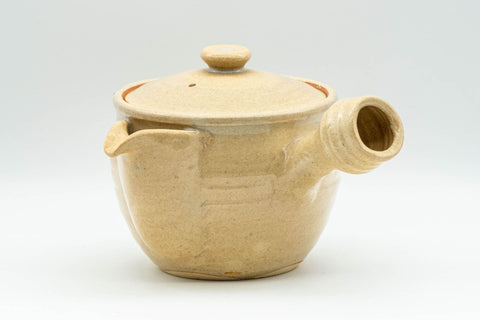 Japanese Tea Set - Beige Hagi-yaki Do-ake Kyusu Teapot and 6 Yunomi Teacups in Wooden Box