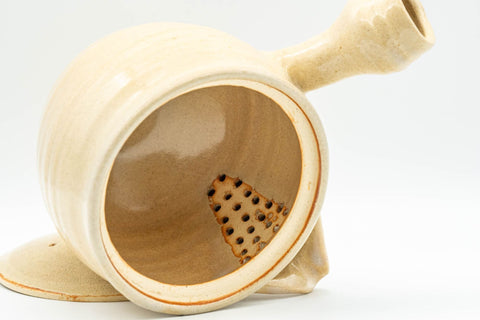 Japanese Tea Set - Beige Hagi-yaki Do-ake Kyusu Teapot and 6 Yunomi Teacups in Wooden Box