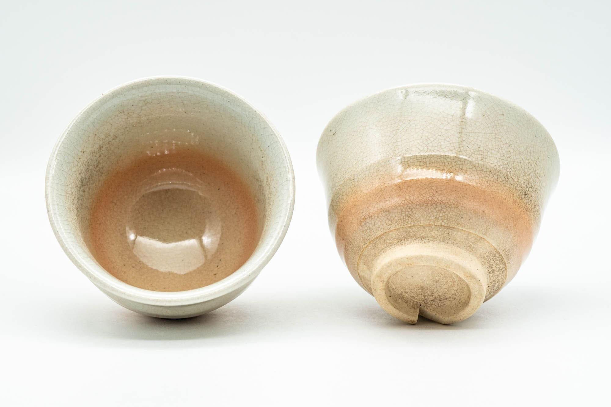 Japanese Teacups - Pair of Beige Pink Weathered Hagi-yaki Yunomi - 90ml - Tezumi