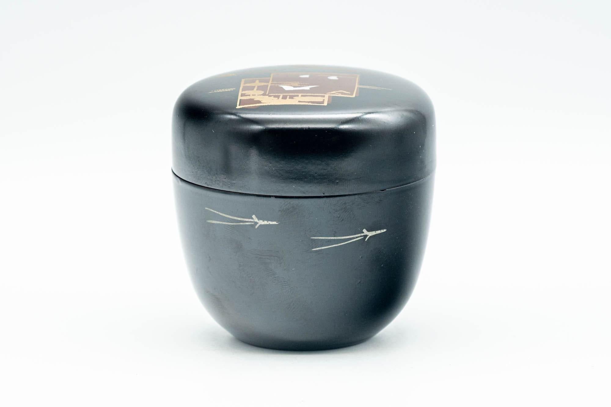 Japanese Natsume - Black Motifs Urushi Lacquer Matcha Tea Caddy - 100ml - Tezumi