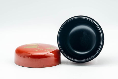 Japanese Natsume - Ginkgo Leaves Red Lacquer Matcha Tea Caddy - 100ml - Tezumi