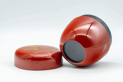 Japanese Natsume - Ginkgo Leaves Red Lacquer Matcha Tea Caddy - 100ml - Tezumi