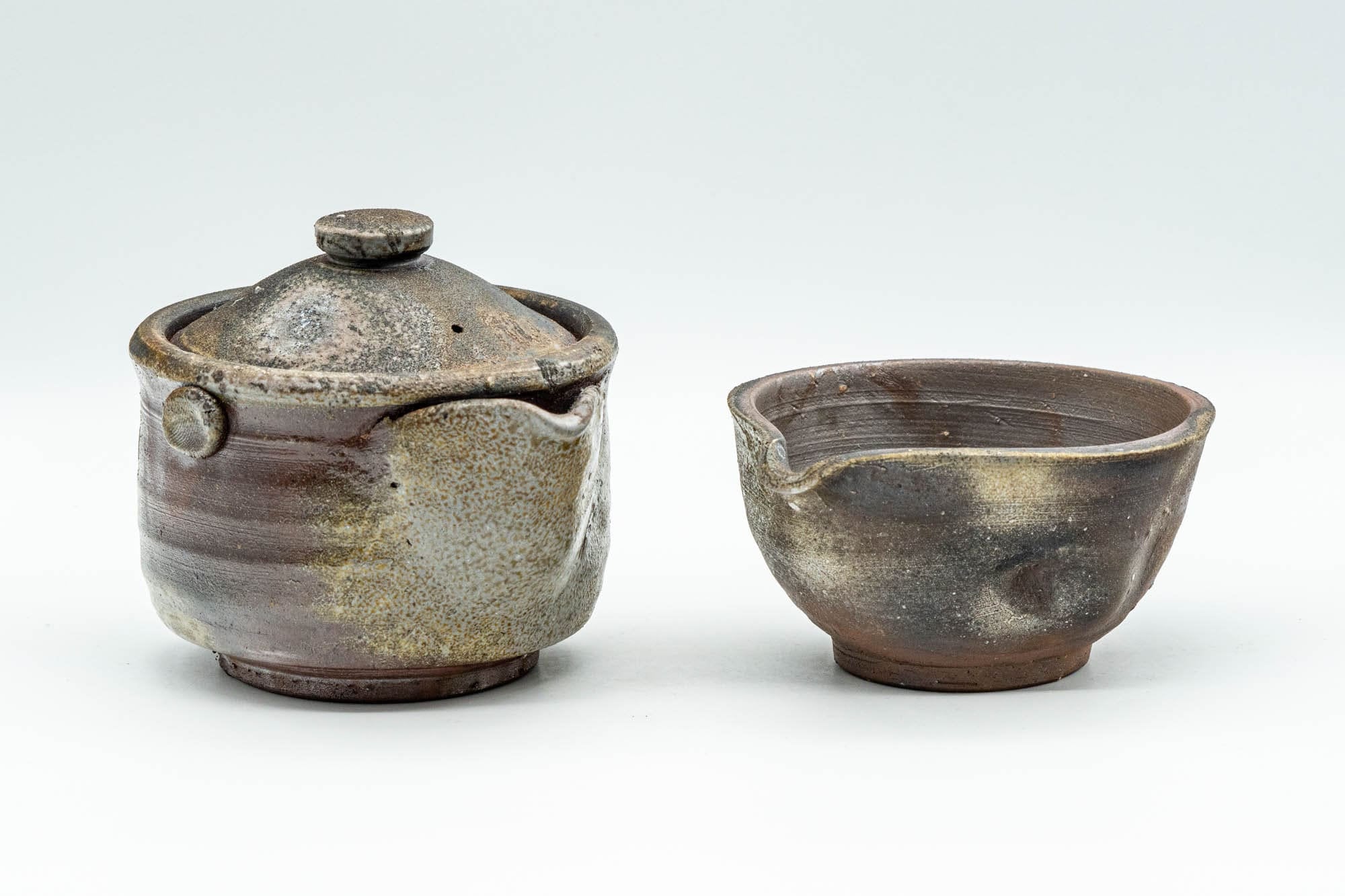 Japanese Tea Set - Wood-fired Bizen-yaki Do-ake Houhin Teapot with Katakuchi Yuzamashi Water Cooler