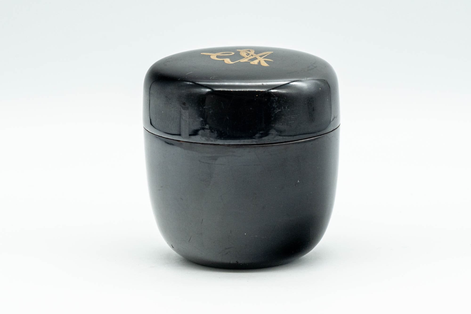 Japanese Natsume - ね Hentaigana Black Lacquer Matcha Tea Caddy - 100ml
