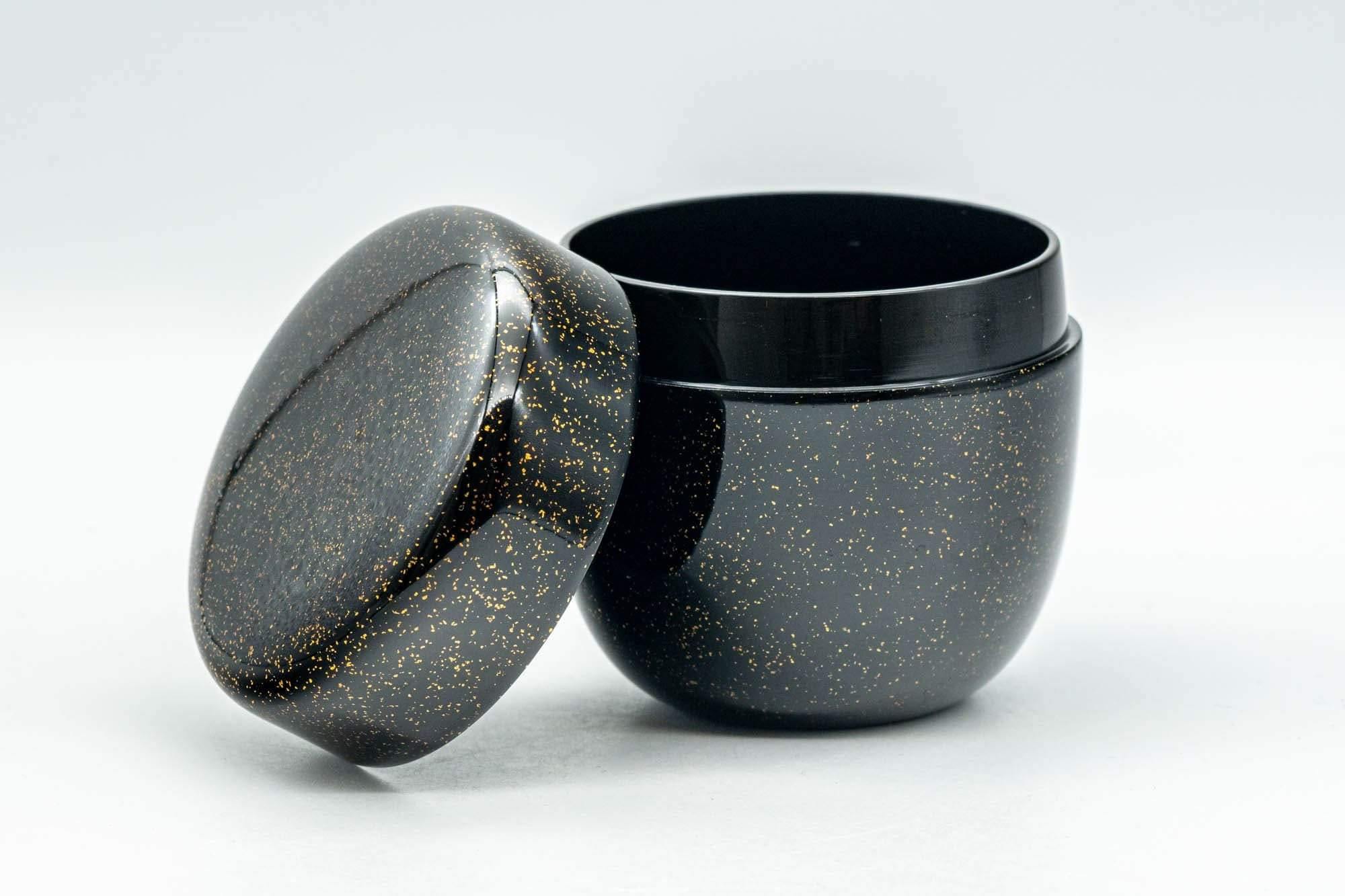 Japanese Natsume - Gold Speckled Black Lacquer Matcha Tea Caddy - 100ml - Tezumi