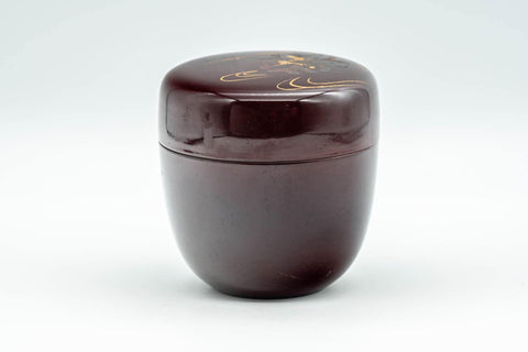 Japanese Natsume - Floral Red Burgundy Lacquer Matcha Tea Caddy - 100ml - Tezumi