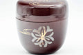 Japanese Natsume - Floral Red Burgundy Lacquer Matcha Tea Caddy - 100ml - Tezumi
