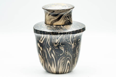 Japanese Chatsubo - Suminagashi Marbled Wooden Tea Canister - 200ml - Tezumi